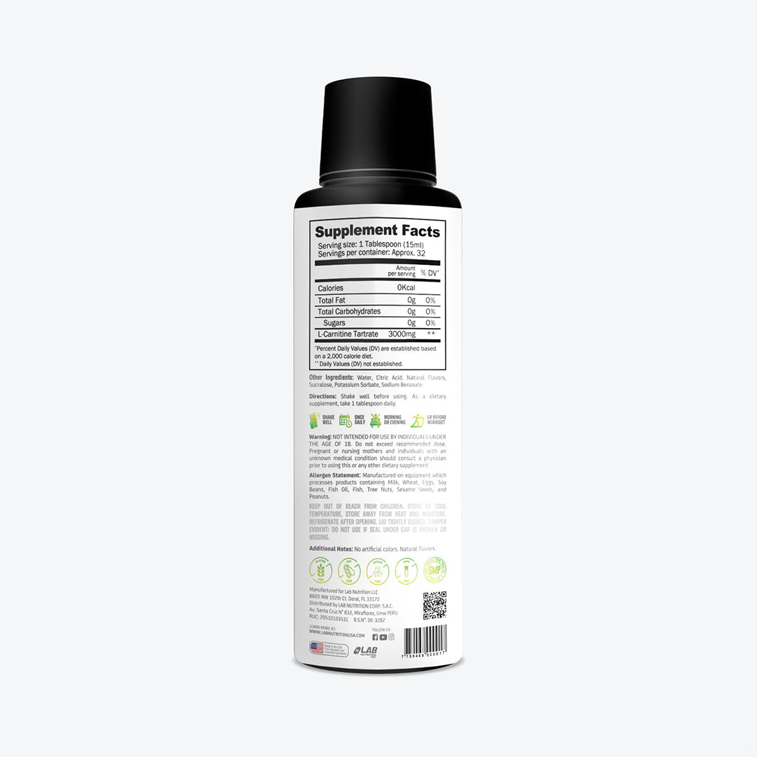 L-CARNITINE 3000 MG LIQUID PRESENTATION, SUPPLEMENT DRINK - 32 SERVINGS LEMON LIME