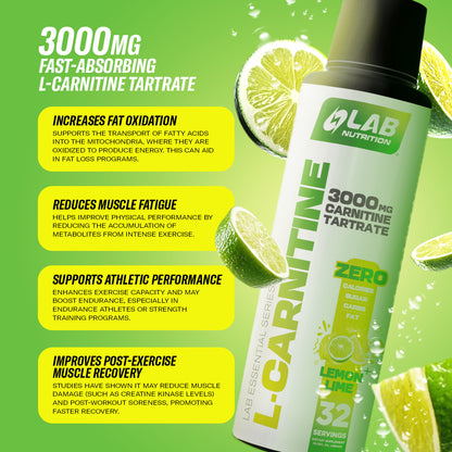 L-CARNITINE 3000 MG LIQUID PRESENTATION, SUPPLEMENT DRINK - 32 SERVINGS LEMON LIME