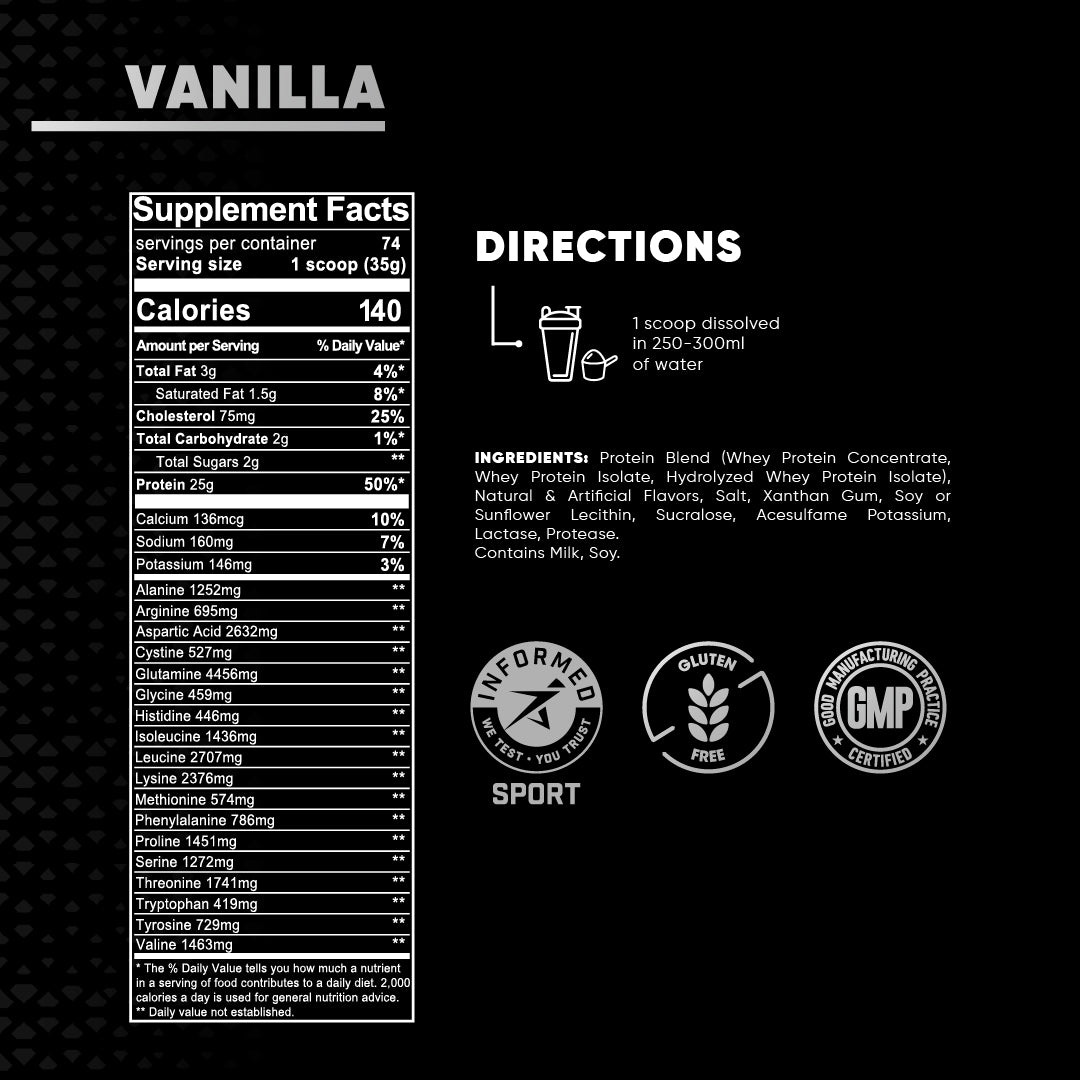 PREMIUM 100% WHEY PROTEIN POWDER 5.7LB BUILD MUSCLE VANILLA