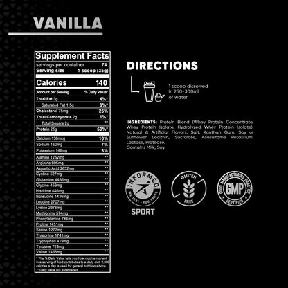 PREMIUM 100% WHEY PROTEIN POWDER 5.7LB BUILD MUSCLE VANILLA