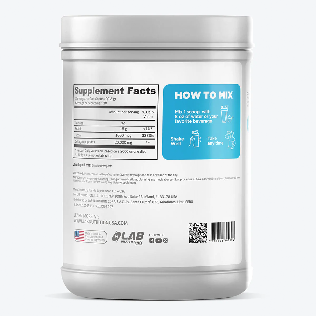 HYDROLYZED COLLAGEN PEPTIDES TYPE 1 & 3 WITH BIOTIN